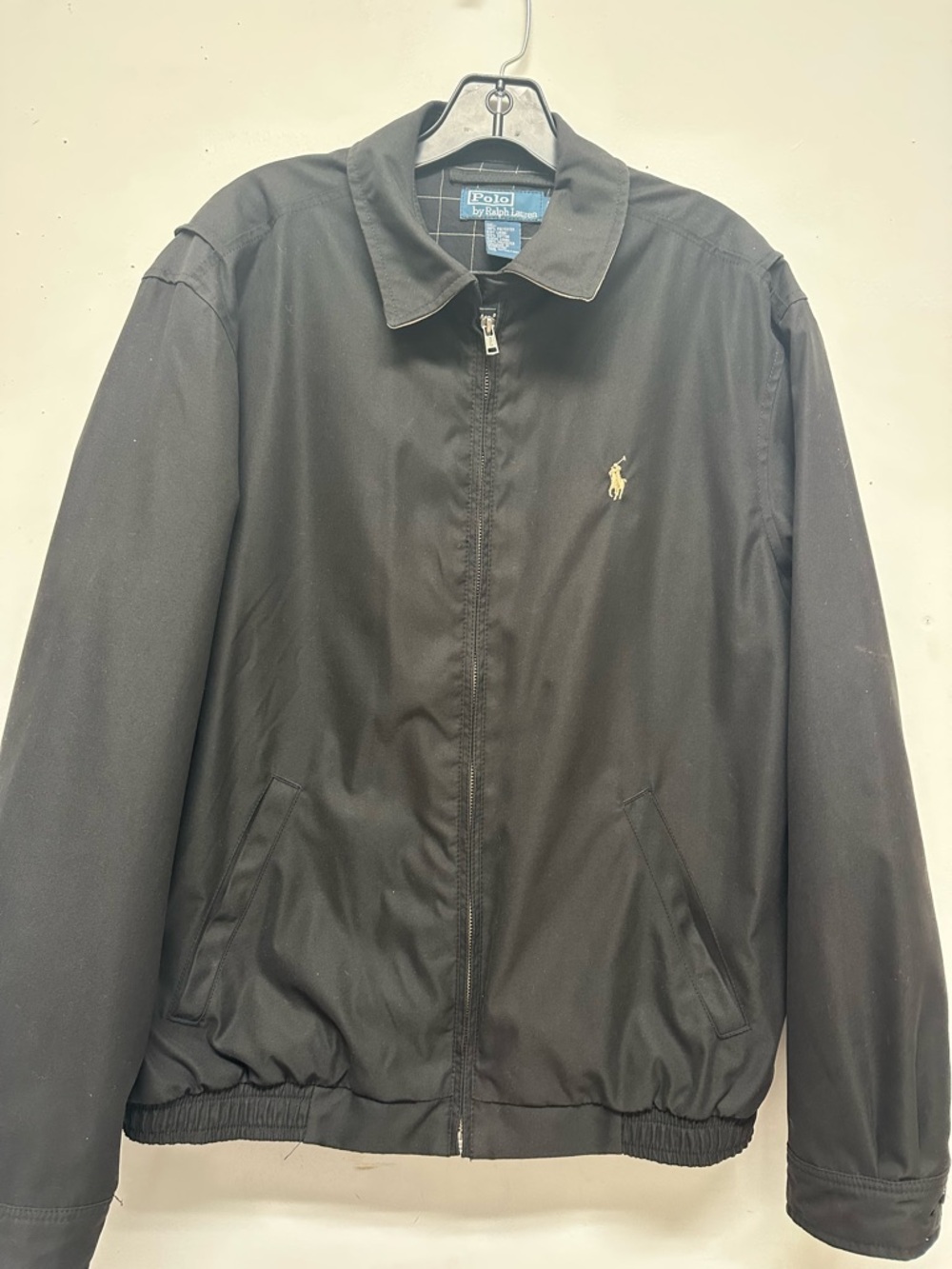 Ralph Lauren Black Zip-Up Bomber Jacket with Gold Pony